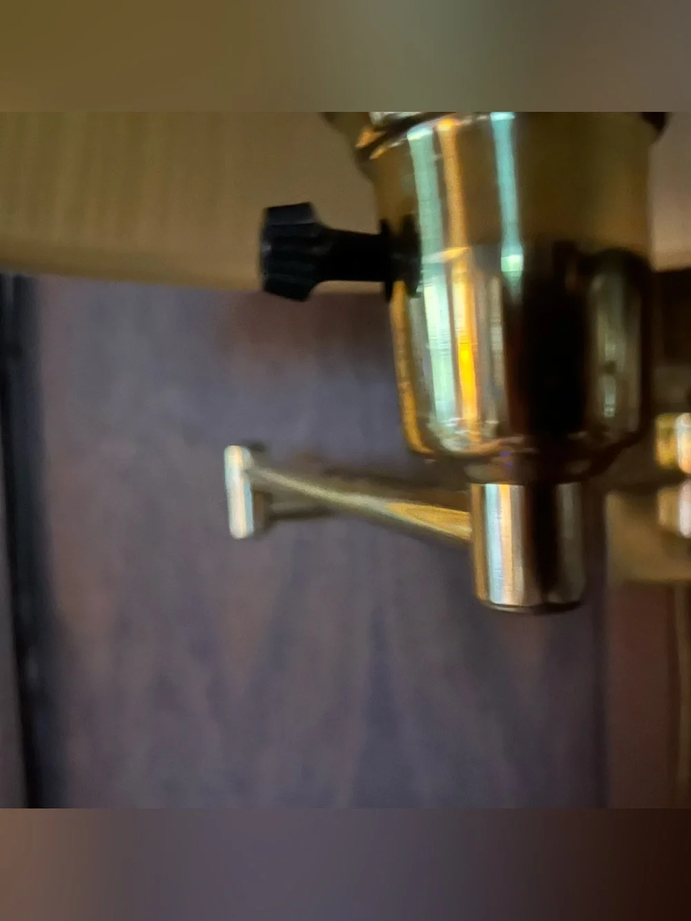 Brass Finish WALL Lamp - swivels out to 19”/folds halfway to 10”/ and then flat.
